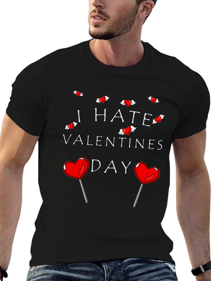 Camiseta Negra Odio San Valentín para Hombre