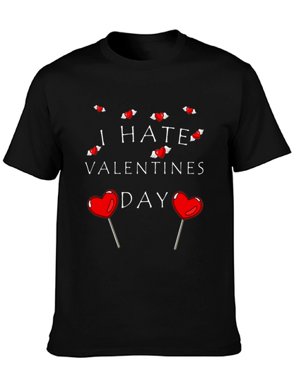 Camiseta Negra Odio San Valentín para Hombre