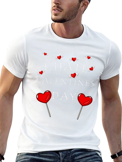 Camiseta Negra Odio San Valentín para Hombre