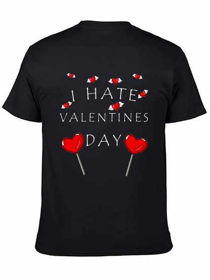 Camiseta Negra Odio San Valentín para Hombre