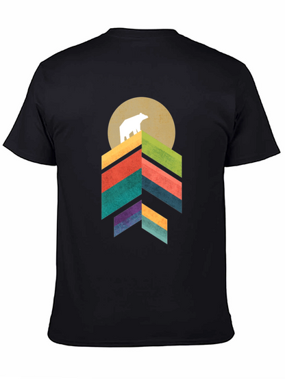 Camiseta Hombre Oso Montaña Geométrica
