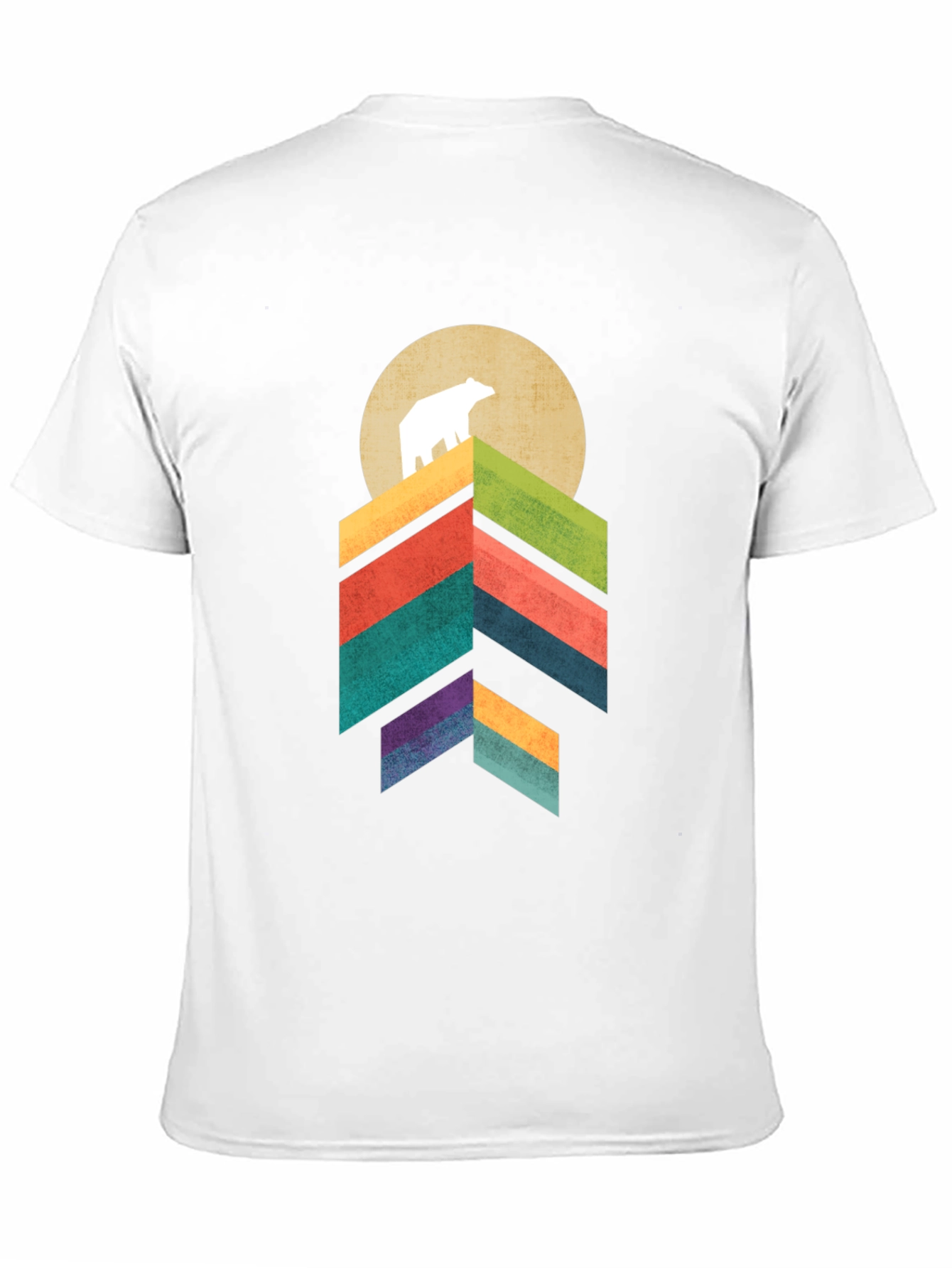Camiseta Hombre Oso Montaña Geométrica