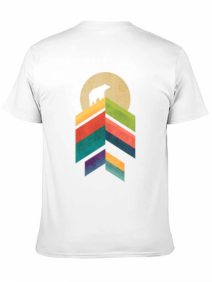 Camiseta Hombre Oso Montaña Geométrica