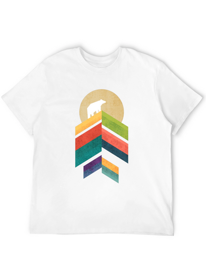 Camiseta Hombre Oso Montaña Geométrica
