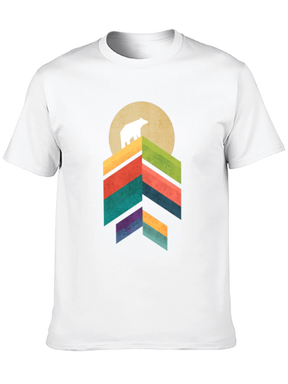 Camiseta Hombre Oso Montaña Geométrica