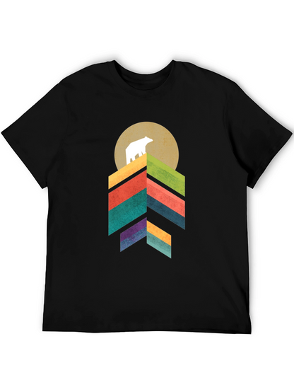 Camiseta Hombre Oso Montaña Geométrica