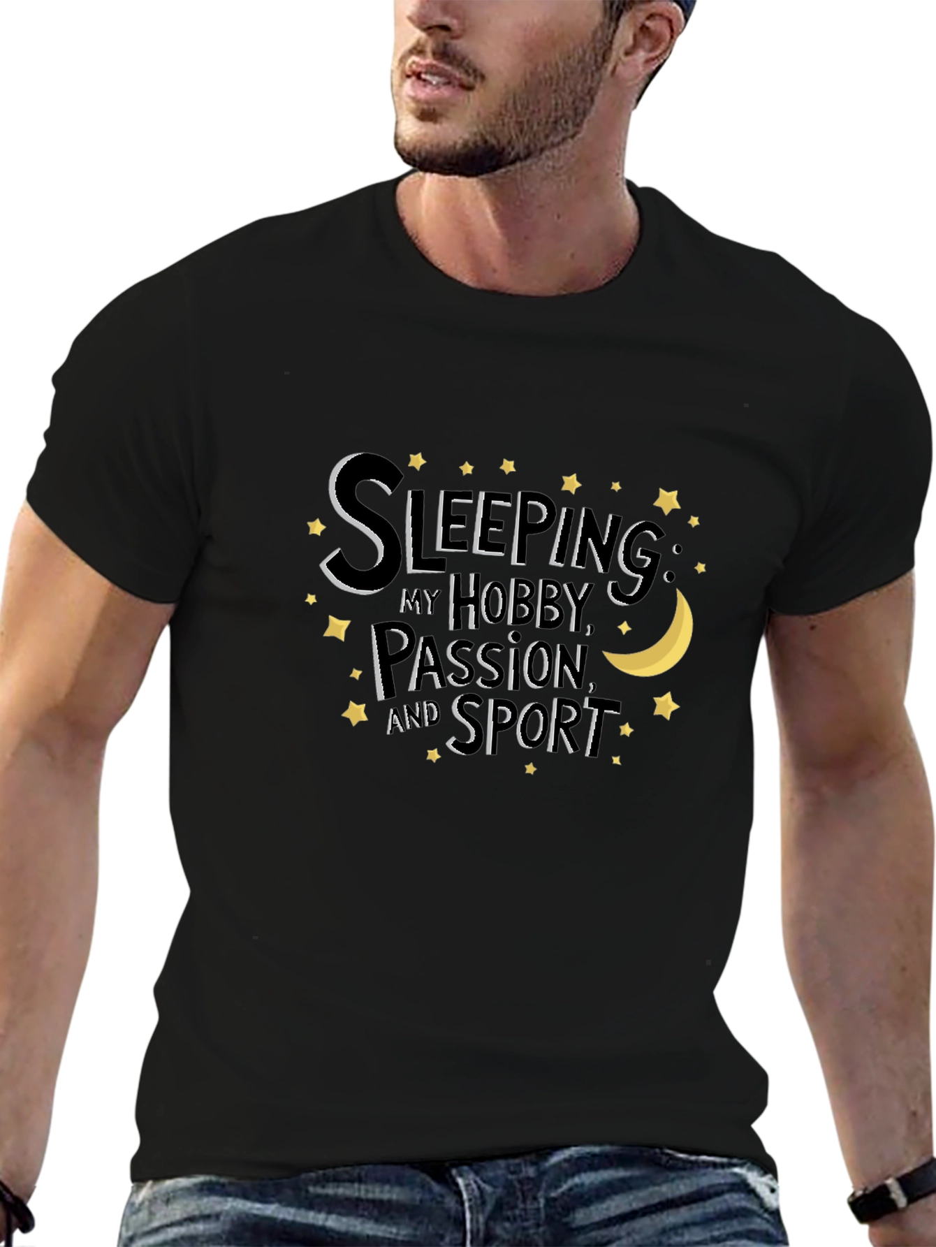 Camiseta Negra con Diseño de Sleeping is My Hobby
