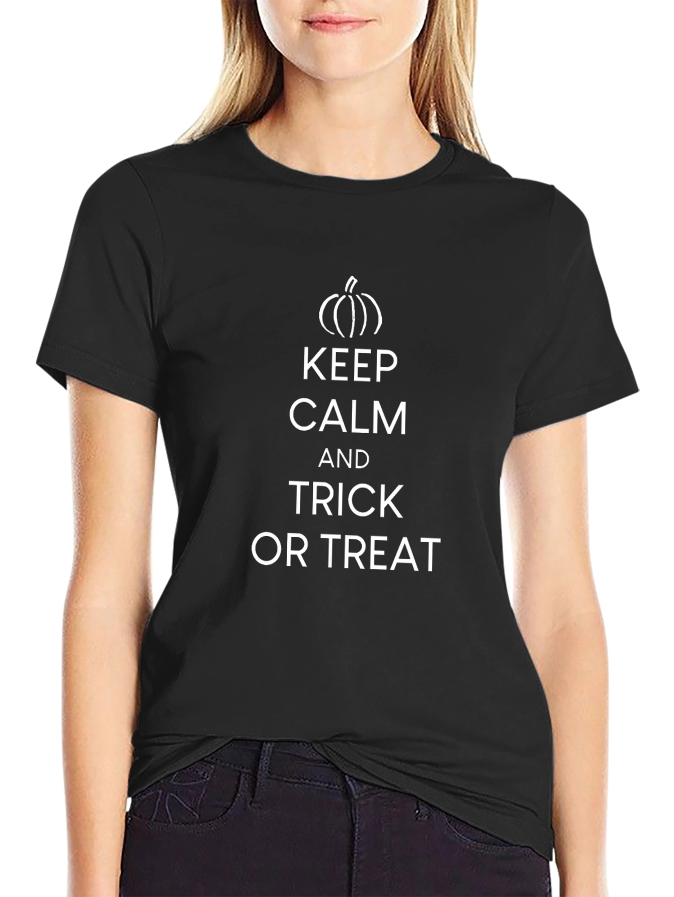 Camiseta Negra Keep Calm Trick or Treat Halloween