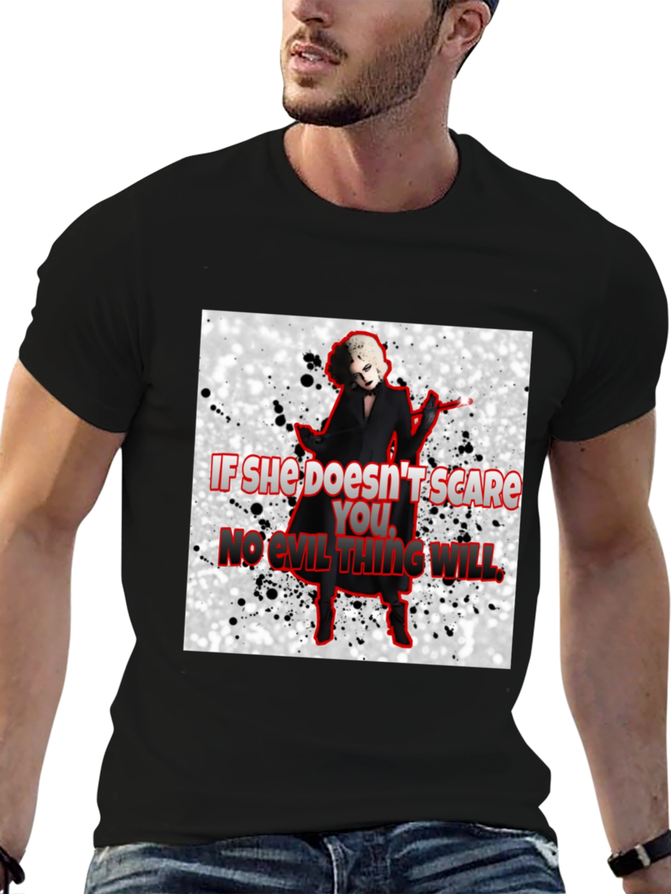 Camiseta Negra con Diseño de Terror