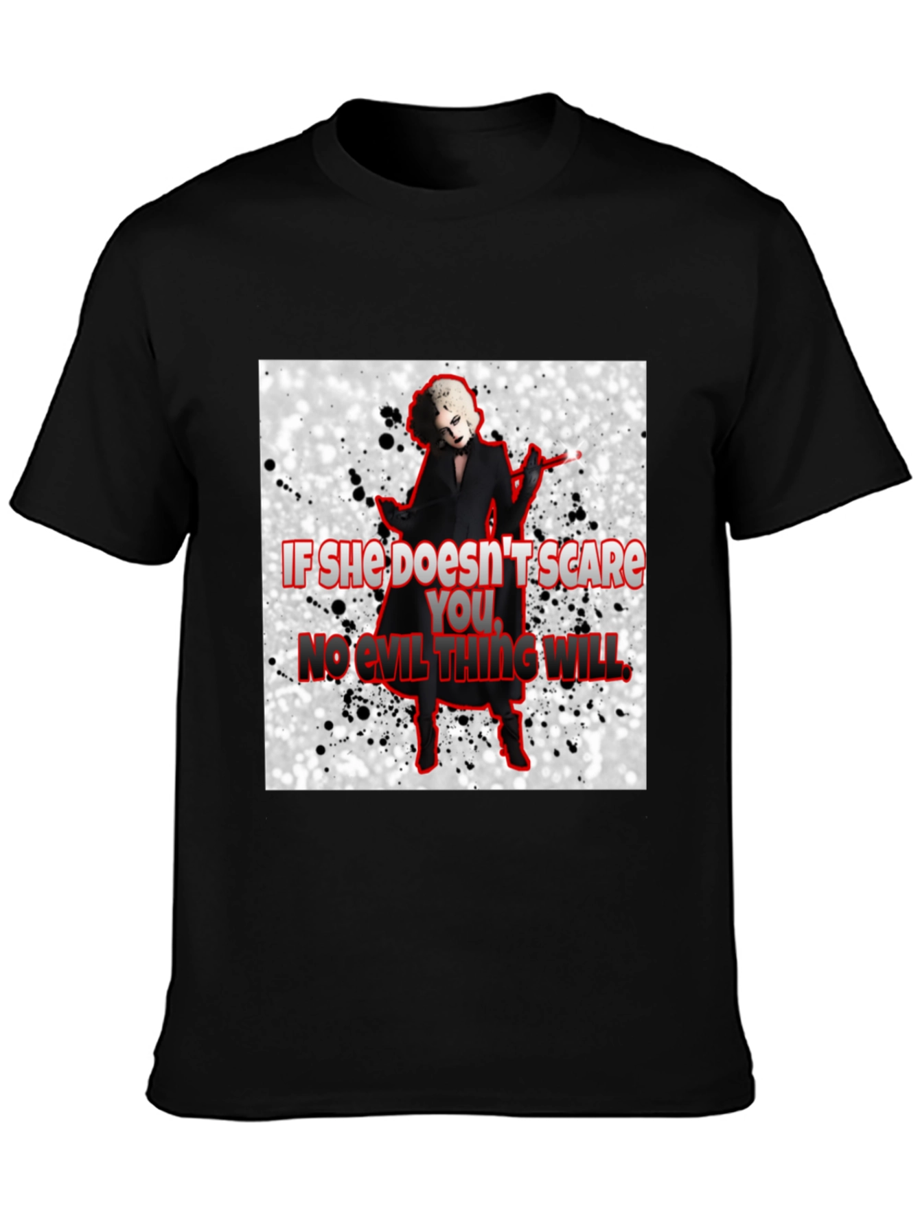Camiseta Negra con Diseño de Terror