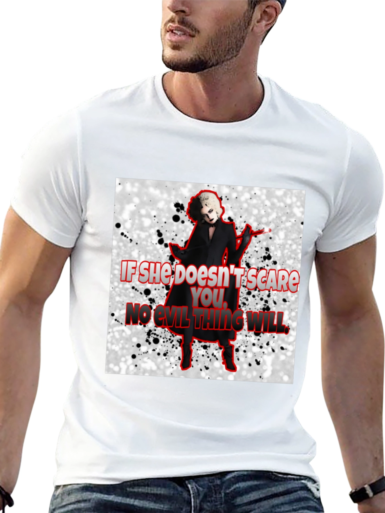 Camiseta Negra con Diseño de Terror