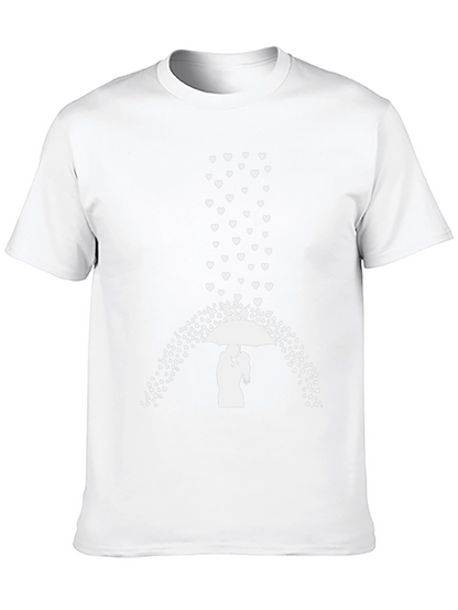 Camiseta Negra Romántica: Amor Bajo la Lluvia