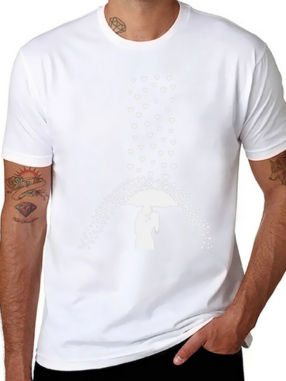 Camiseta Negra Romántica: Amor Bajo la Lluvia