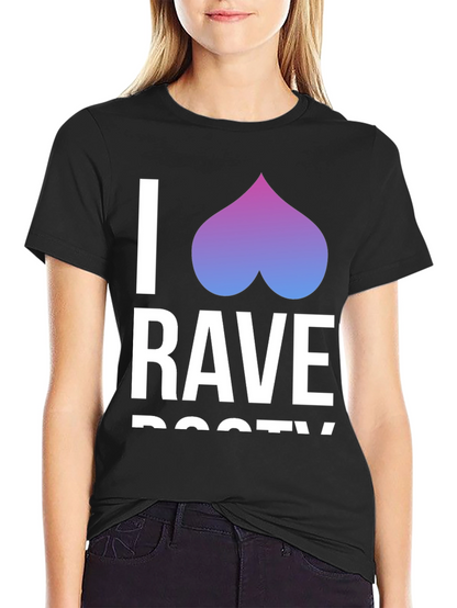 Camiseta Negra I <3 Rave Booty Divertida