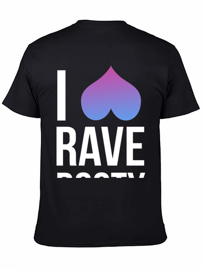 Camiseta Negra I <3 Rave Booty Divertida