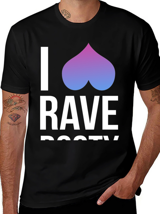 Camiseta Negra I <3 Rave Booty Divertida