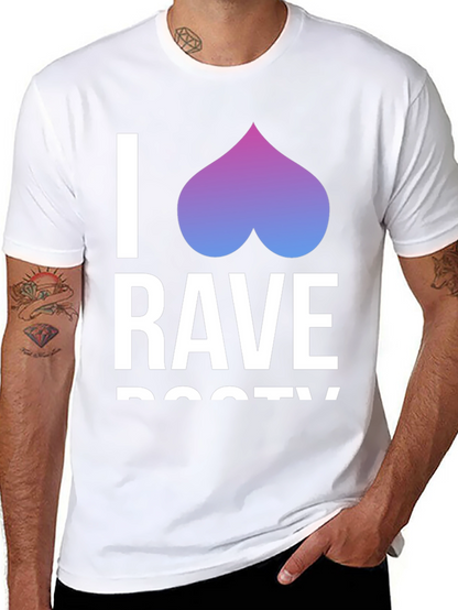 Camiseta Negra I <3 Rave Booty Divertida