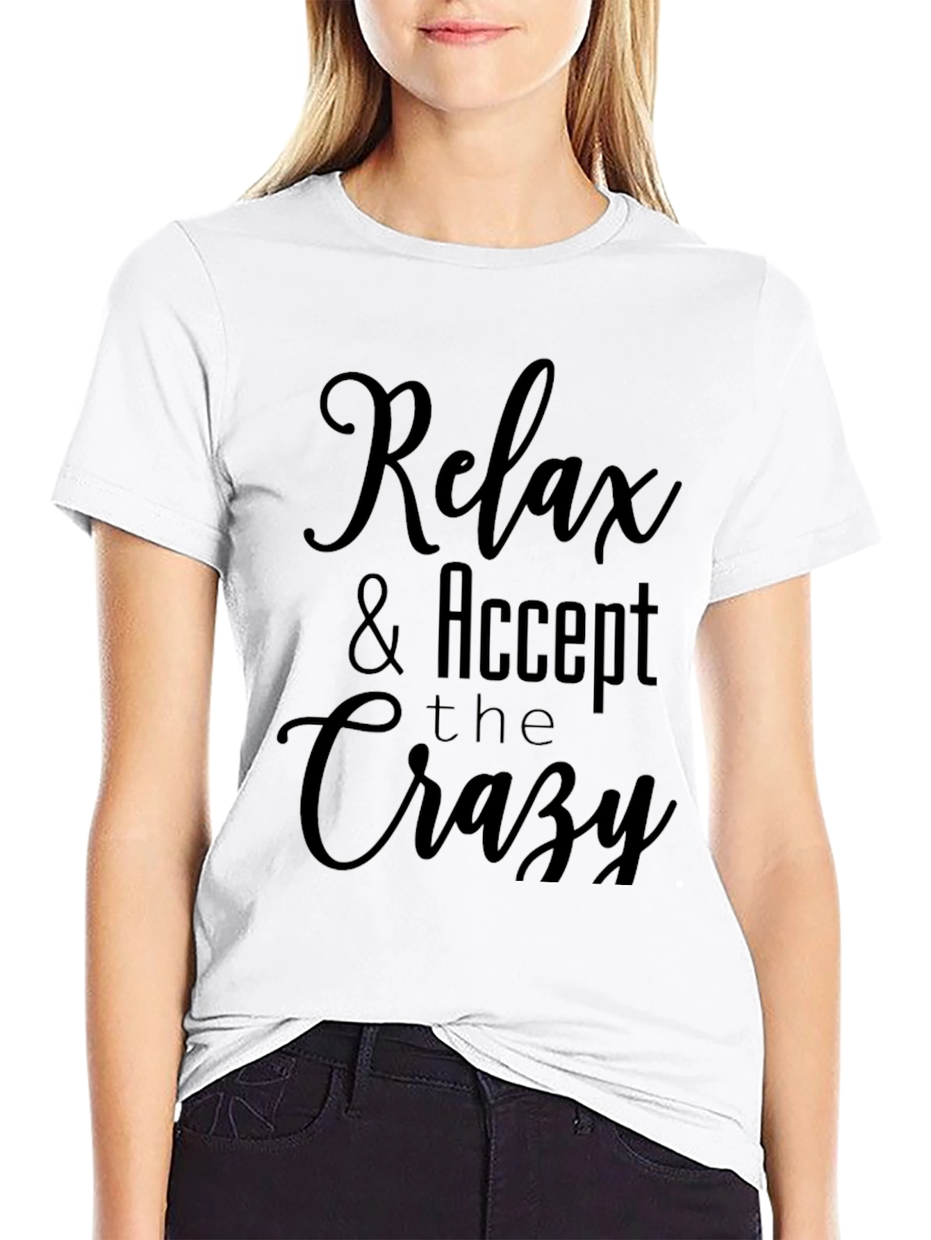Camiseta Negra: Relax & Accept the Crazy