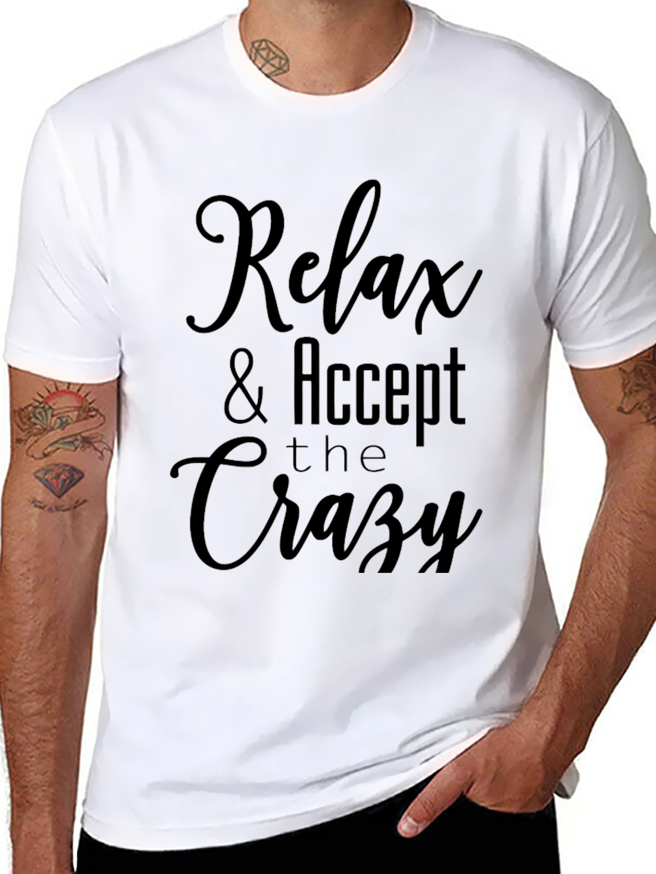 Camiseta Negra: Relax & Accept the Crazy