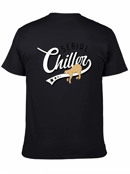 Camiseta Negra Serial Chiller con Diseño de Perezoso