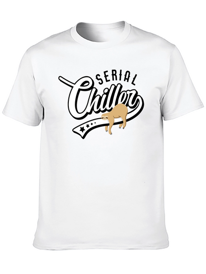Camiseta Negra Serial Chiller con Diseño de Perezoso