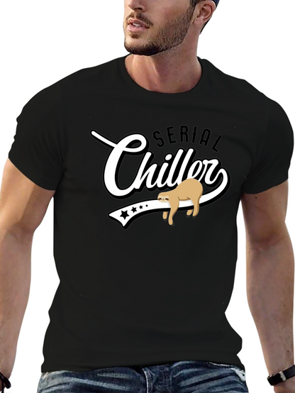 Camiseta Negra Serial Chiller con Diseño de Perezoso