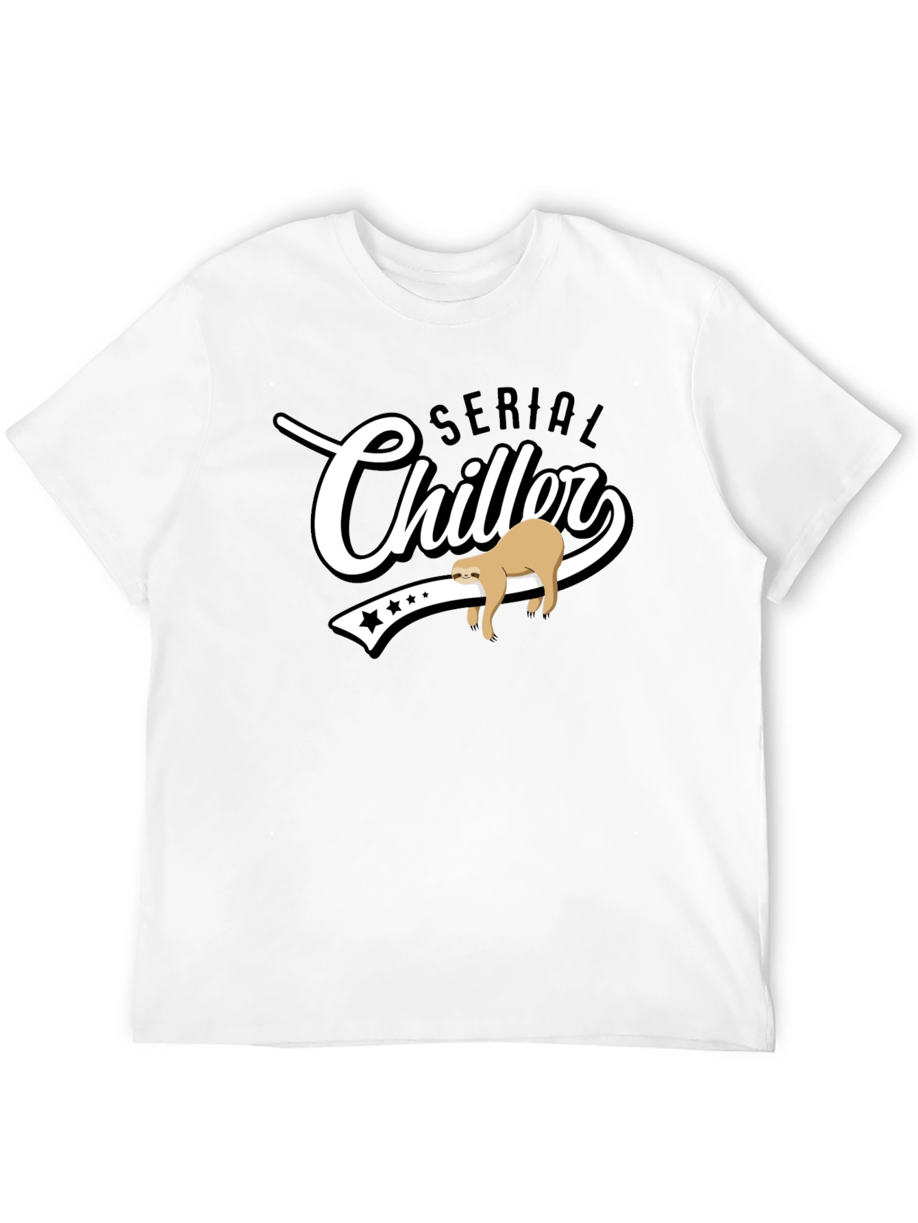 Camiseta Negra Serial Chiller con Diseño de Perezoso