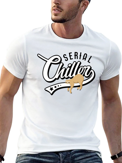 Camiseta Negra Serial Chiller con Diseño de Perezoso