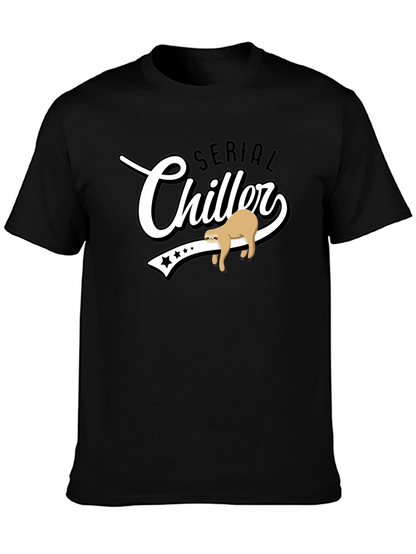 Camiseta Negra Serial Chiller con Diseño de Perezoso