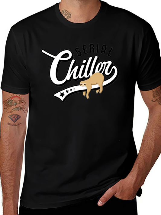 Camiseta Negra Serial Chiller con Diseño de Perezoso