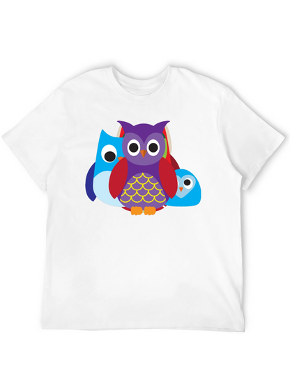 Camiseta Negra con Diseño de Búhos Divertidos