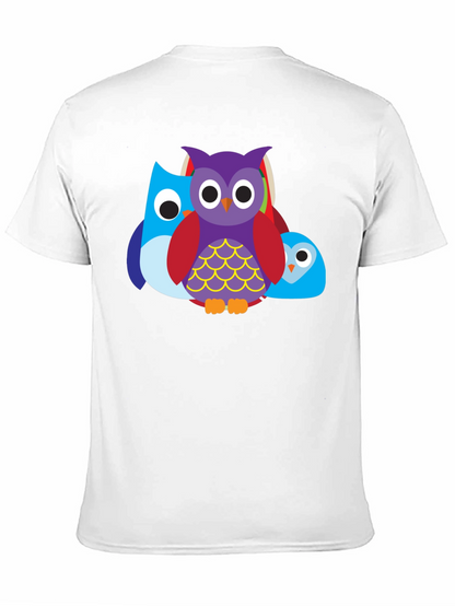 Camiseta Negra con Diseño de Búhos Divertidos