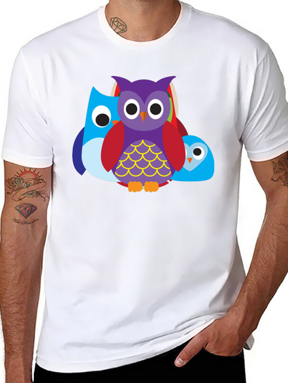Camiseta Negra con Diseño de Búhos Divertidos