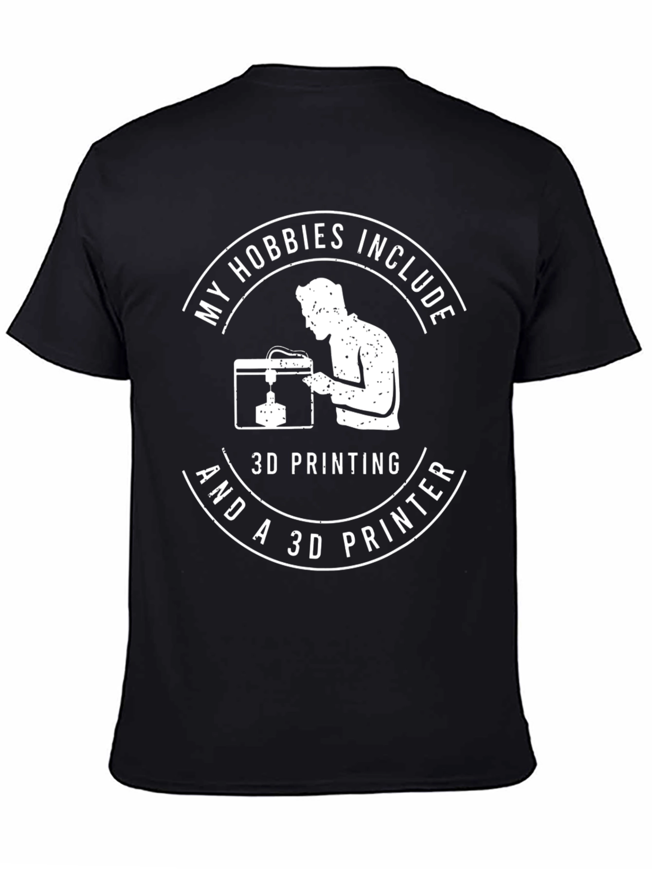 Camiseta Negra con Diseño Divertido de Impresión 3D