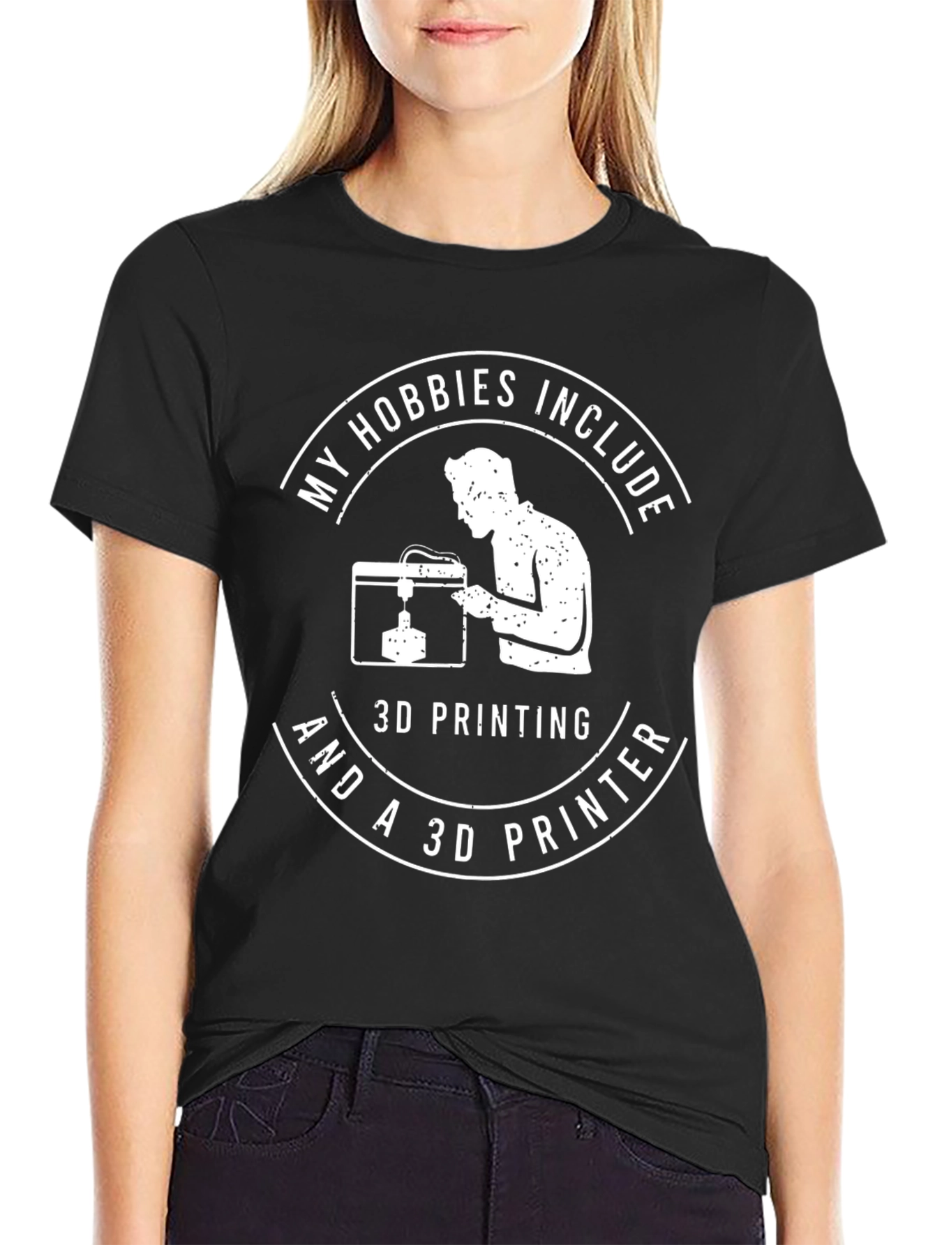 Camiseta Negra con Diseño Divertido de Impresión 3D