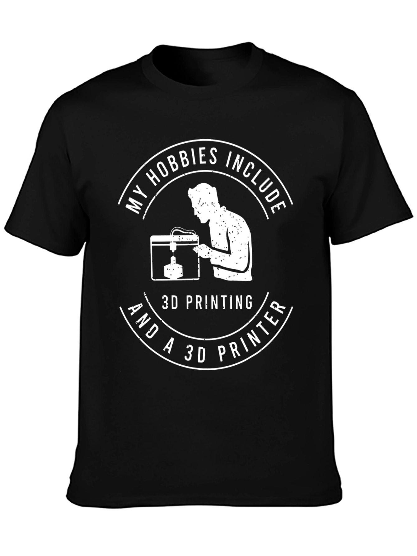 Camiseta Negra con Diseño Divertido de Impresión 3D