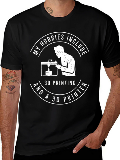 Camiseta Negra con Diseño Divertido de Impresión 3D