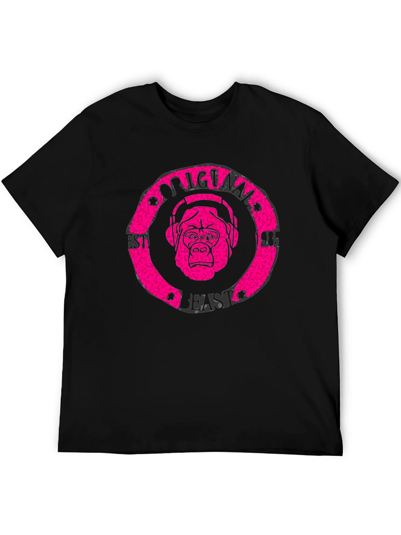 Camiseta Negra Hombre Estampado Original