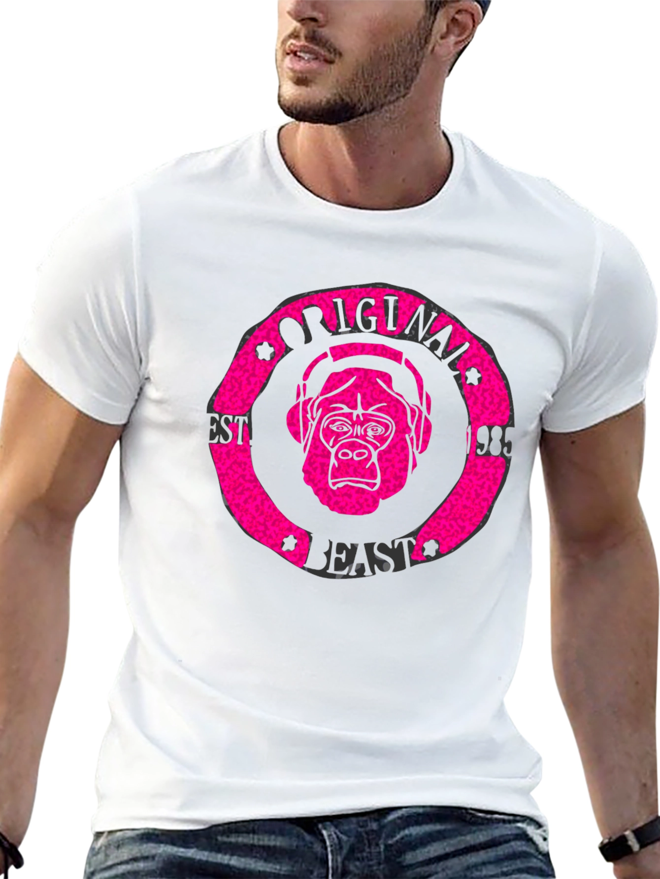 Camiseta Negra Hombre Estampado Original