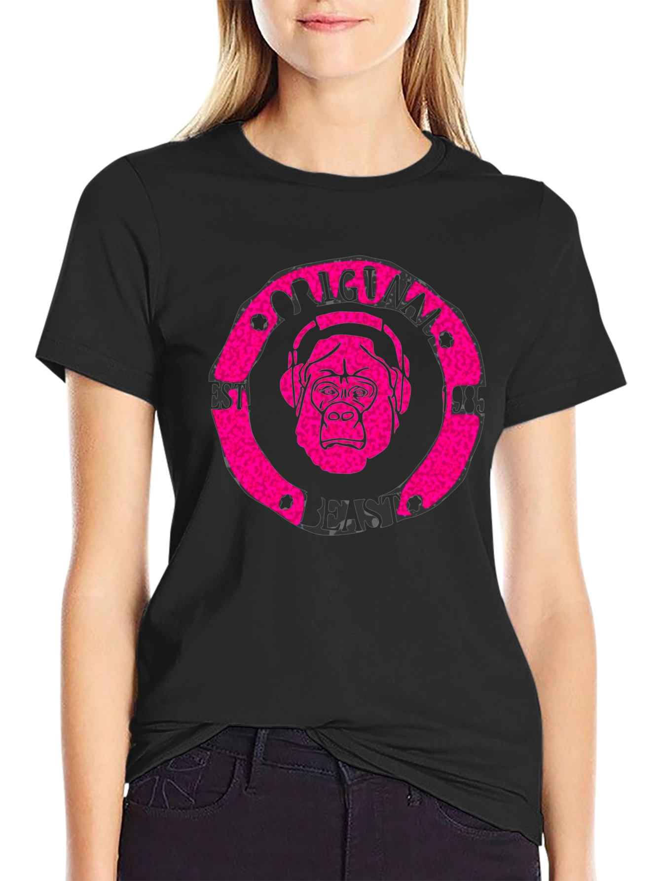 Camiseta Negra Hombre Estampado Original