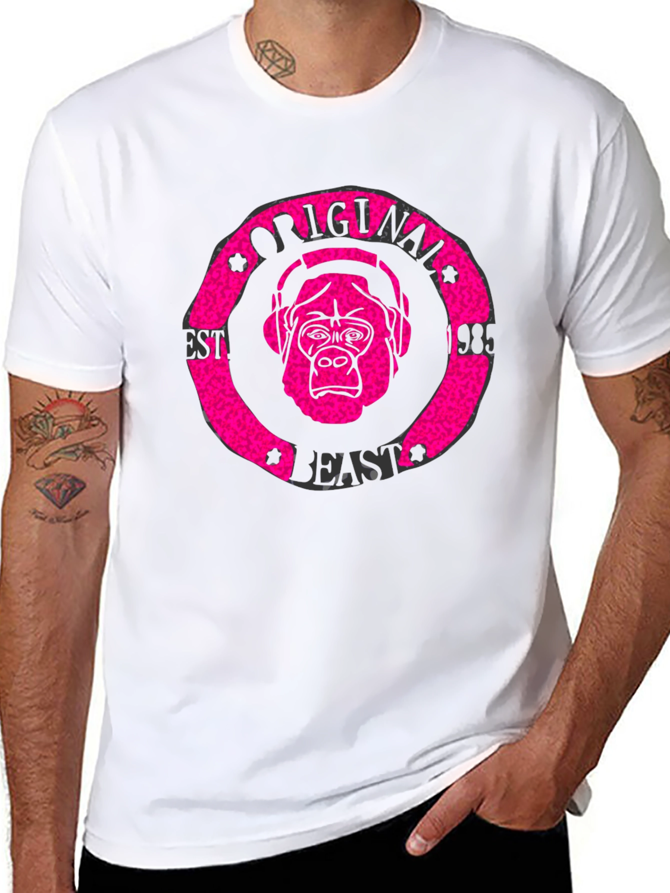 Camiseta Negra Hombre Estampado Original