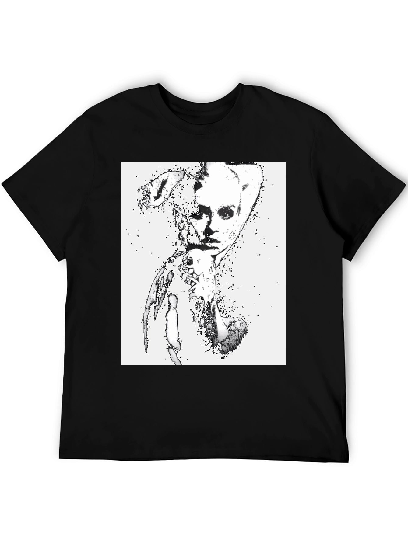 Camiseta Negra con Diseño Abstracto Mujer