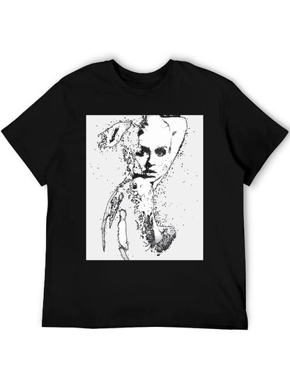 Camiseta Negra con Diseño Abstracto Mujer