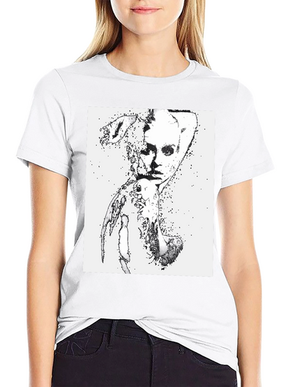 Camiseta Negra con Diseño Abstracto Mujer