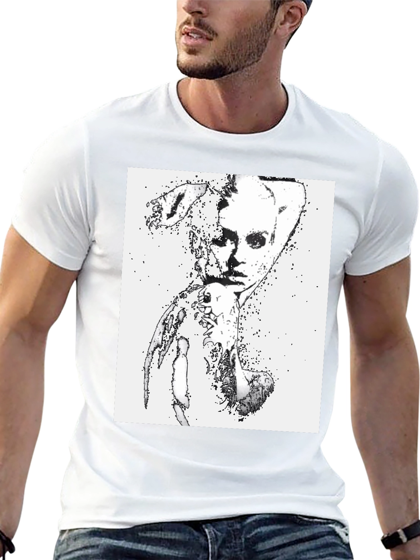 Camiseta Negra con Diseño Abstracto Mujer