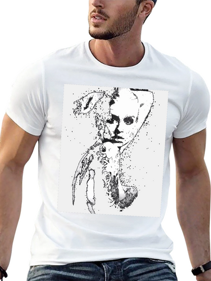 Camiseta Negra con Diseño Abstracto Mujer
