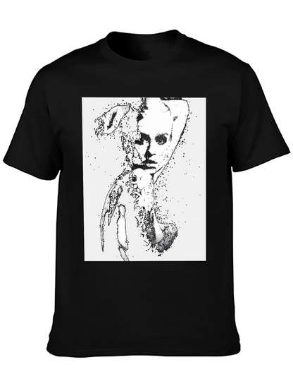 Camiseta Negra con Diseño Abstracto Mujer