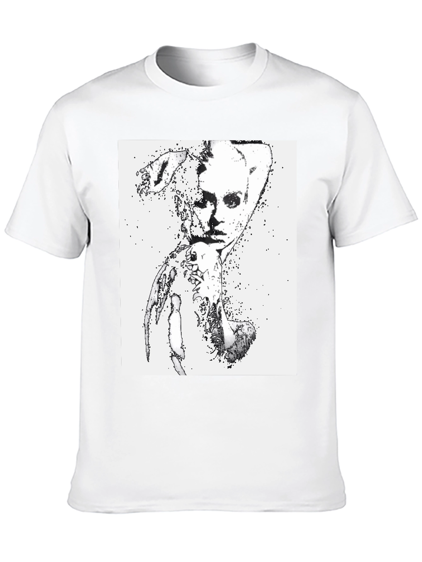 Camiseta Negra con Diseño Abstracto Mujer