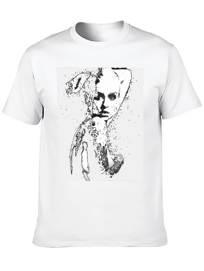 Camiseta Negra con Diseño Abstracto Mujer