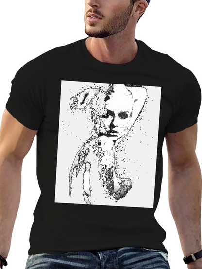 Camiseta Negra con Diseño Abstracto Mujer